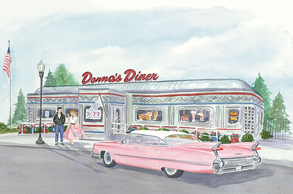 603x400 Donna's Diner - Classic Diner Painting