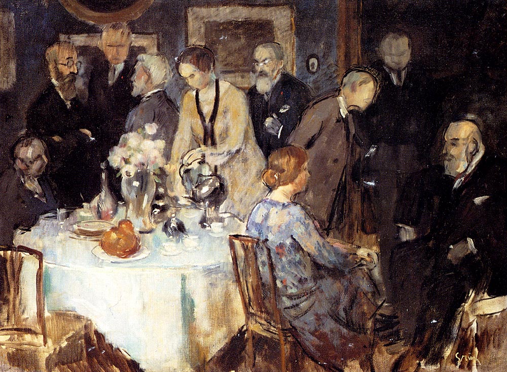 1000x735 Grun Jules Alexandre Figures In An Interior - Classic Diner Painting