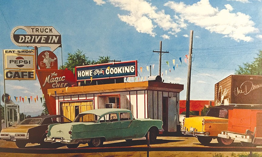 864x520 John Baeder, Now And Then - Classic Diner Painting