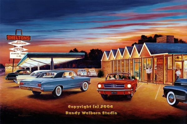600x397 Mustang Sally (Shelton's Diner - Classic Diner Painting