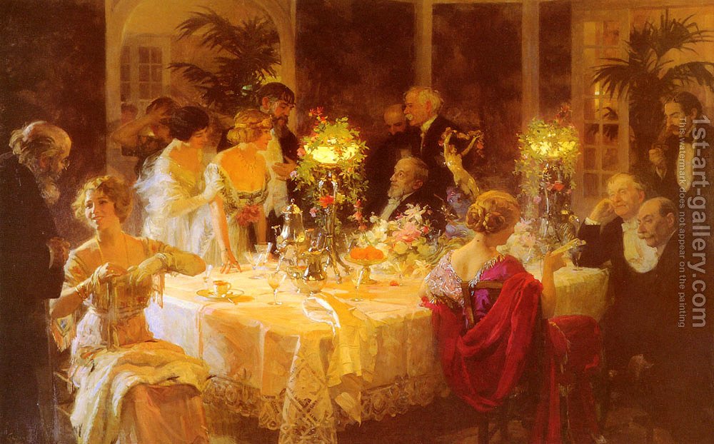 1000x622 The Dinner Party Jules Grun Reproduction 1st Art Gallery - Classic Diner Painting