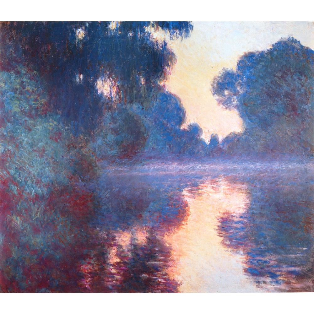 1000x1000 Decoration Oil Painting Misty Morning On Seine In Bue Claude Monet - Classic Landscape Painting