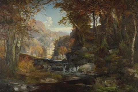 480x320 Thomas Moran, Old Masters Classic Landscape Print Tohickon Creek - Classic Landscape Painting
