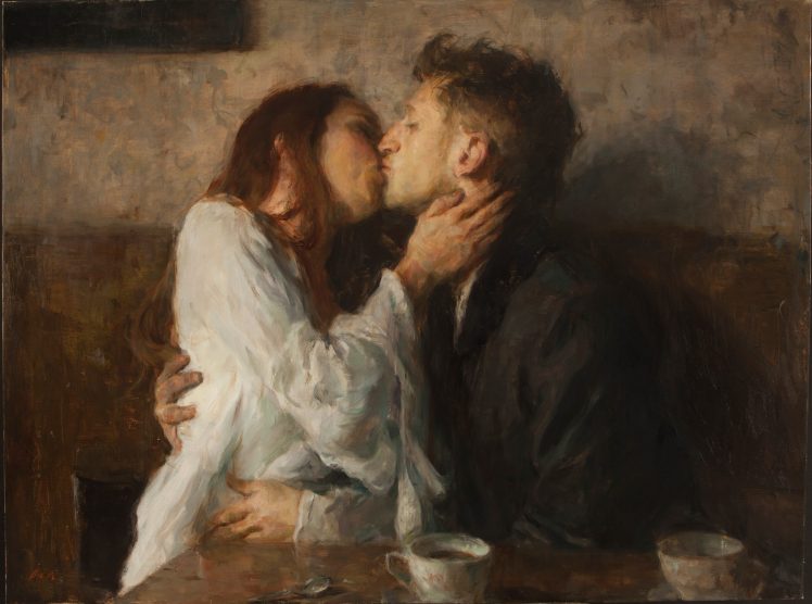 748x556 Couple, Painting, Kissing, Classic Art, Tea Wallpapers Hd - Classic Painting