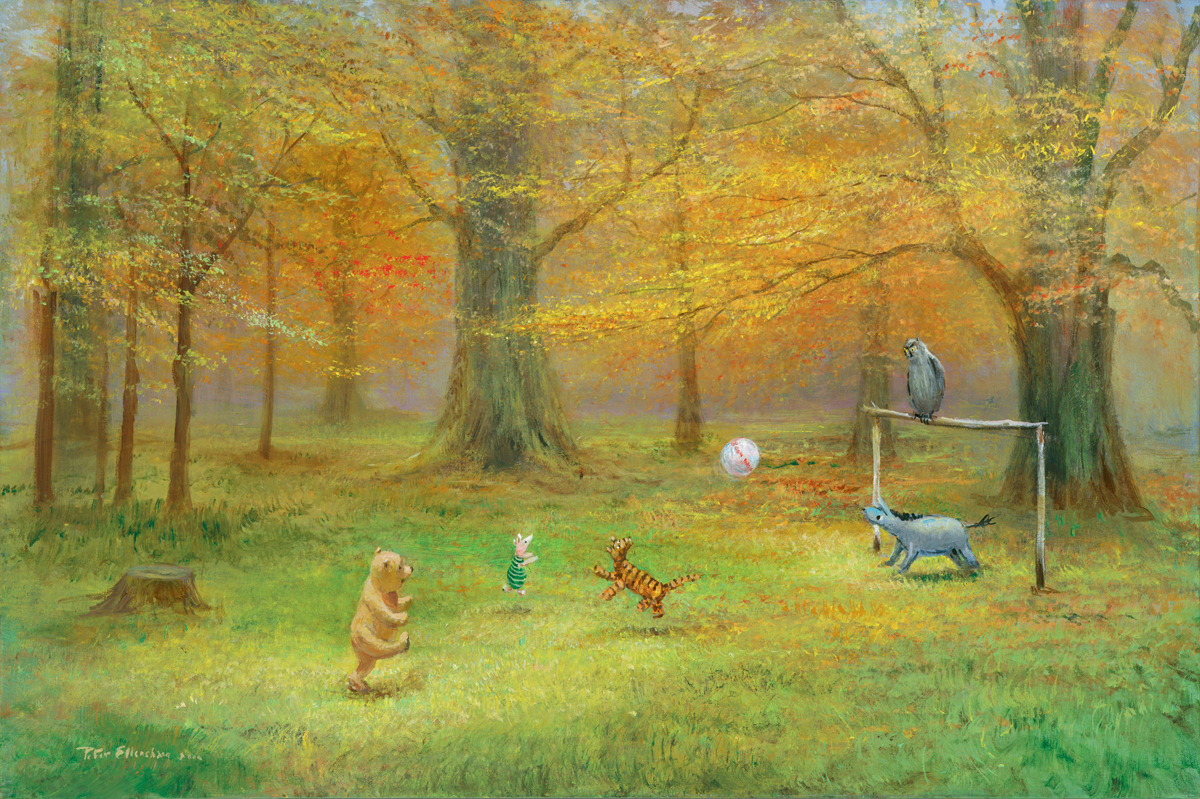 1200x799 Pooh Soccer Giclee On Canvas By Disney's Peter Ellenshaw - Cl...