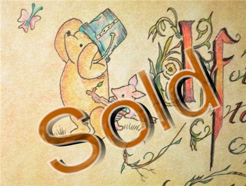 500x378 Classic Winnie Pooh Ooak Original Art Framed Painting - Classic Winnie The Pooh Painting