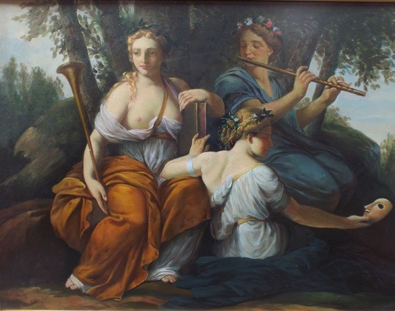 560x441 Impressive Classical Style Nymphs Oil Painting Set In Gilt Frame - Classical Style Painting