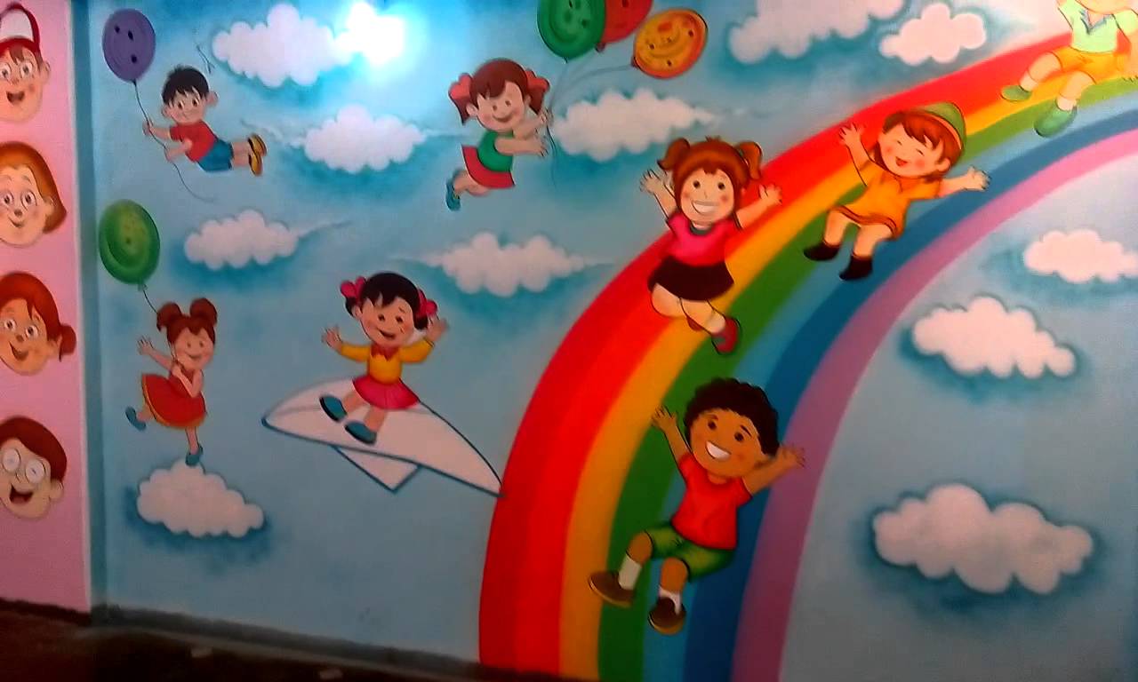1280x768 Preschool Playschool Classroom Wall Theme Painting Mumbai India - Classroom Painting