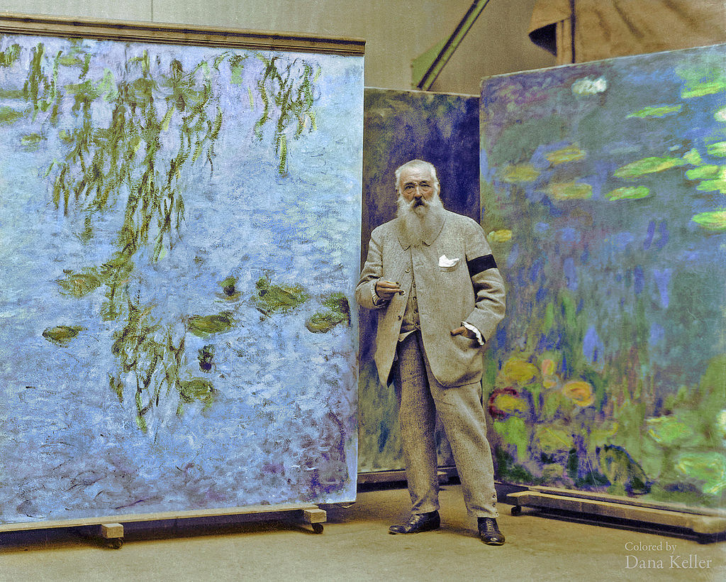 1024x820 Foto Of Claude Monet Standing Before Water Lily Paintings - Claude Monet Painting