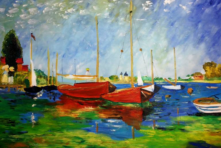 770x516 Saatchi Art Red Boats (Inspired By Claude Monet) Painting By - Claude Monet Painting