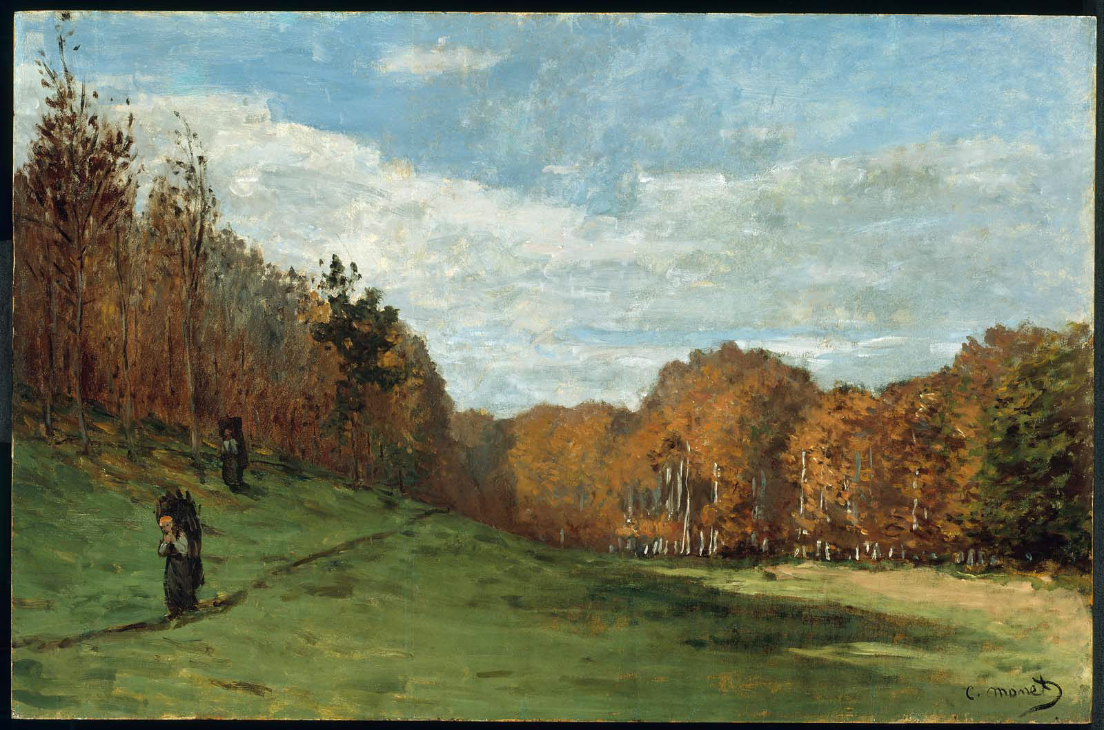 1600x1058 Claude Monet Woodbearers In Fontainebleau Forest 1864, Painting - Claude Monet Painting By The Edge Of A Wood