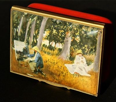 400x352 Rare Halcyon Days Enamel Box - Claude Monet Painting By The Edge Of A Wood