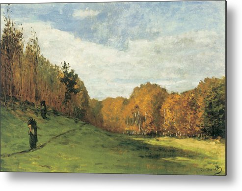 493x389 Wood Gatherers At The Edge Of The Forest Metal Print By Claude Monet - Claude Monet Painting By The Edge Of A Wood