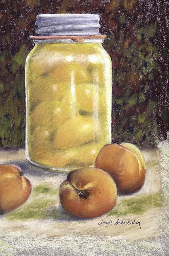 596x900 Canned Peaches Painting By Claude Schneider - Claude Schneider Painting