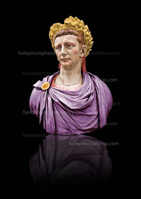 498x700 Painted Colour Verion Of Roman Marble Sculpture Bust Of Emperor - Claudius Roman Emperor Painting