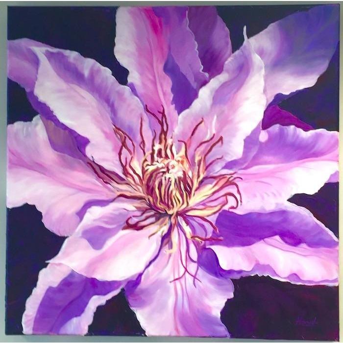 700x700 Deep Dreams Lilac Amp Purple Clematis Flower Painting Oil - Clematis Painting