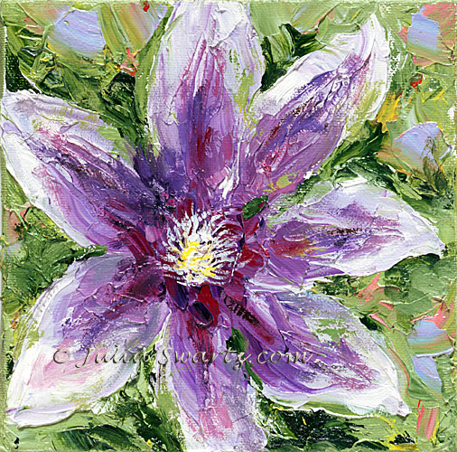 506x500 Julia Swartz Fine Art Gallery Clematis Flower Oil Painting - Clematis Painting