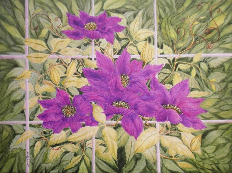 770x577 Saatchi Art Clematis Painting By Shyshkina Rybalskaya - Clematis Painting