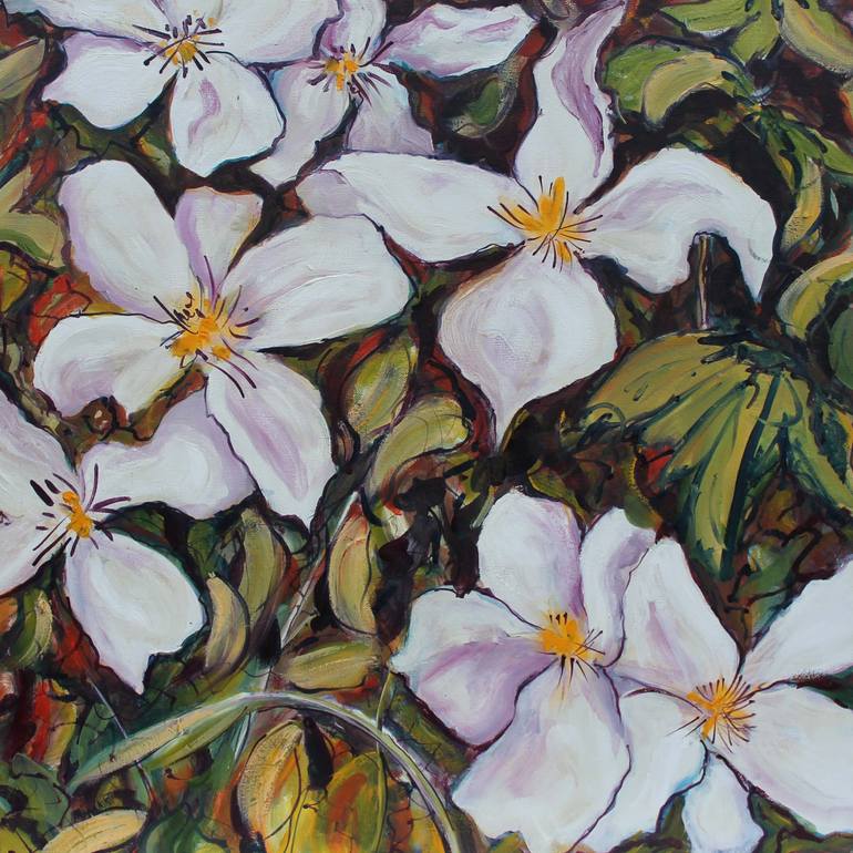 770x770 Saatchi Art White Clematis Painting By Mim Aylett - Clematis Painting