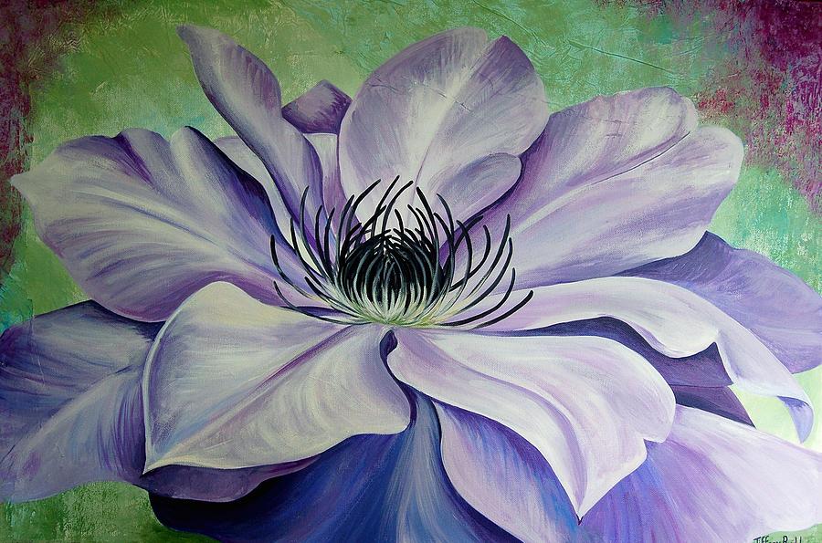 900x595 Chantilly Clematis Painting By Tiffany Budd - Clematis Painting