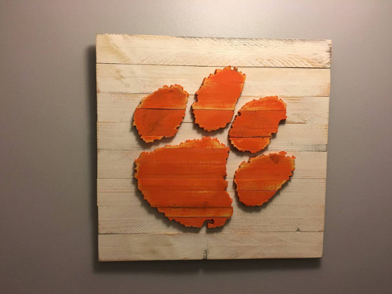 570x428 Clemson Tiger Paw 3 D Wood Sign Hand Made National - Clemson Painting