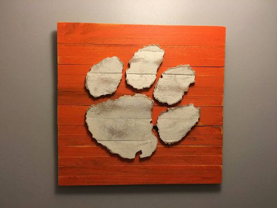 570x428 Clemson Tiger Paw 3 D Wood Sign Hand Made By Barndoorstudios - Clemson Painting