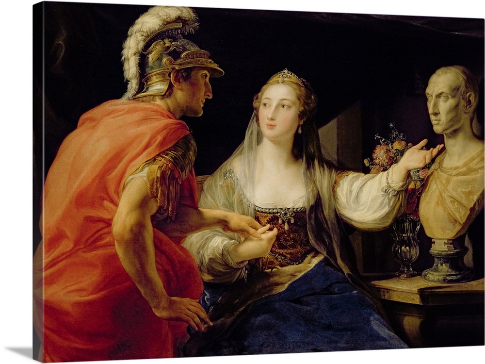1000x750 Cleopatra Showing Octavius The Bust Of Julius Caesar Wall Art - Cleopatra And Caesar Painting