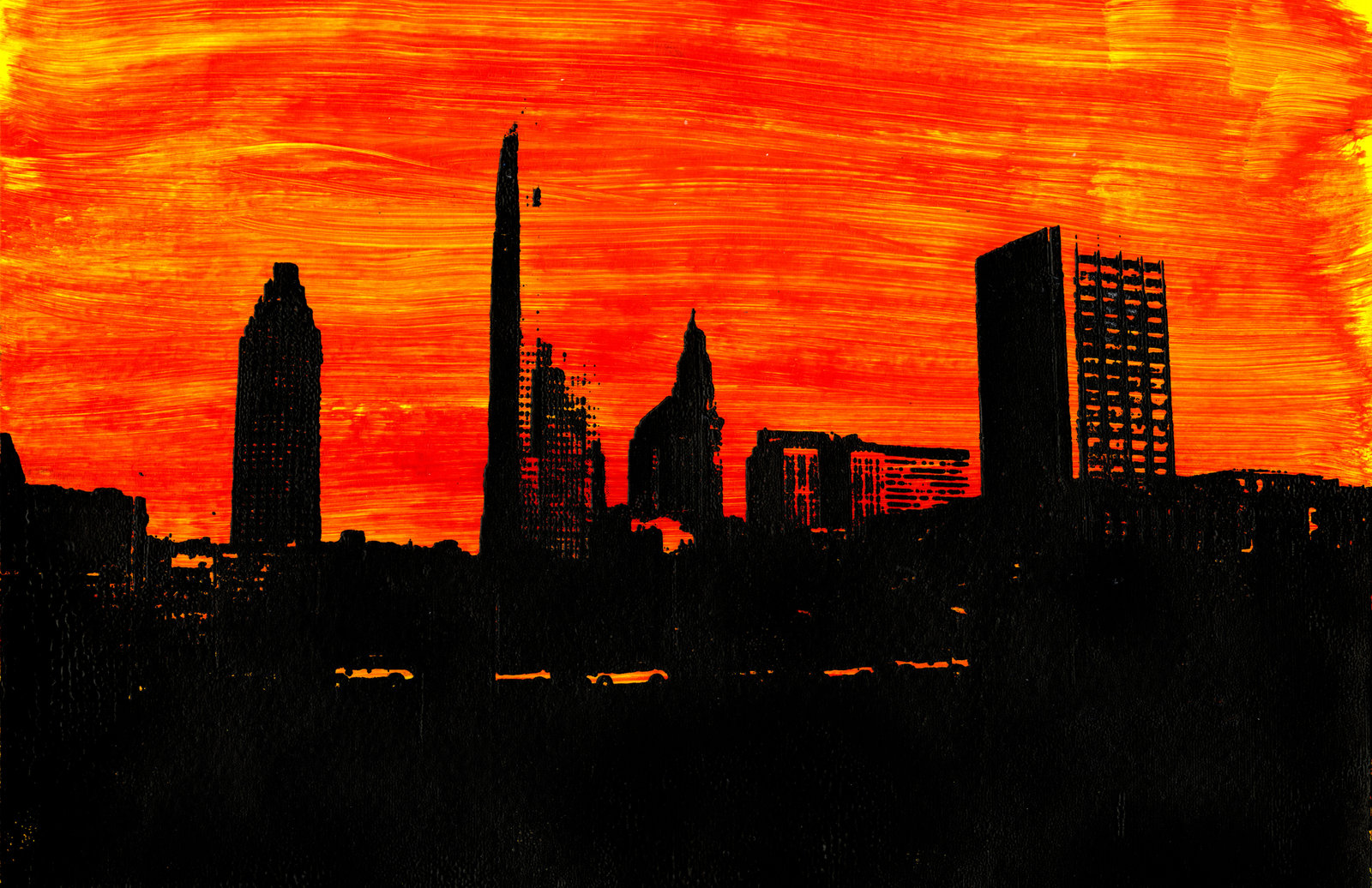 1600x1036 Cleveland Skyline Print By Justmardesign - Cleveland Skyline Painting