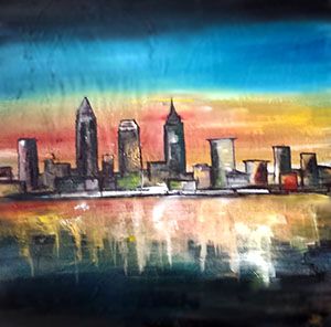 300x296 Cleveland Skyline Painting Artists Uncork'D - Cleveland Skyline Painting