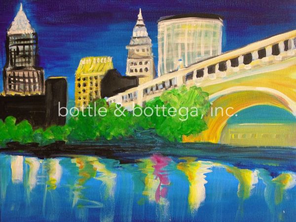 600x450 Jan 13 Paint Amp Sip Cleveland Skyline With Bridge - Cleveland Skyline Painting