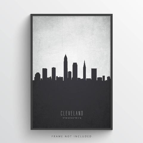 480x480 United States City Skyline Watercolor Art Prints - Cleveland Skyline Painting