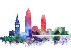 236x168 Cleveland Skyline - Cleveland Skyline Painting