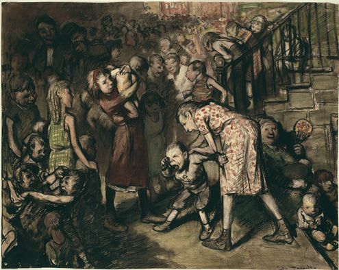 495x394 George Bellows (American, Columbus, Ohio New York City). The Cliff - Cliff Dwellers Painting