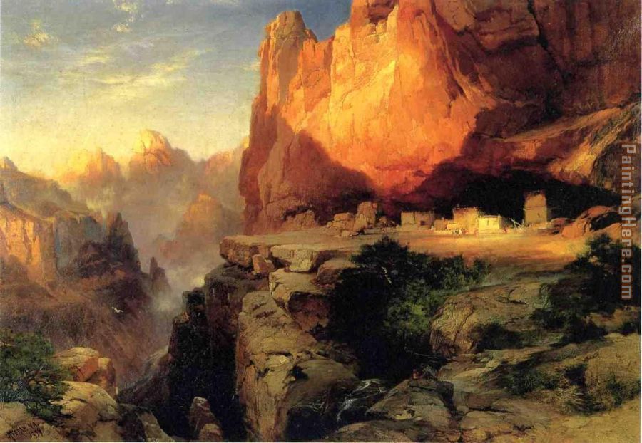 900x622 Thomas Moran Cliff Dwellers Painting Anysize 50% Off - Cliff Dwellers Painting