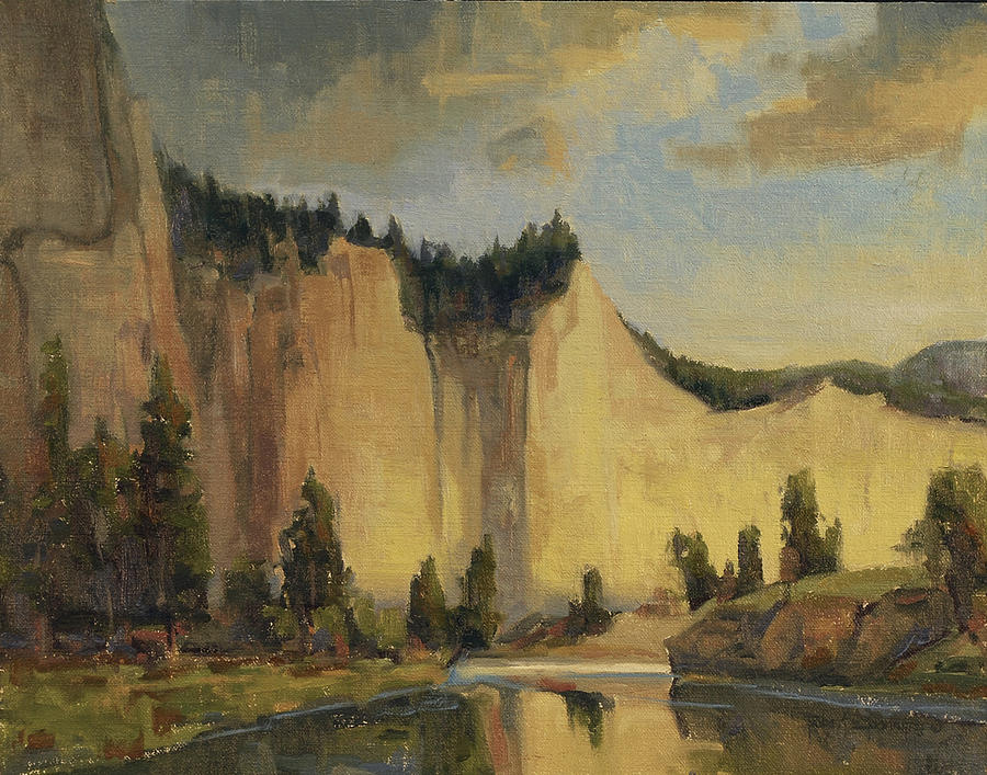 900x707 Smith River Cliff Painting By Robert Spannring - Cliff Painting