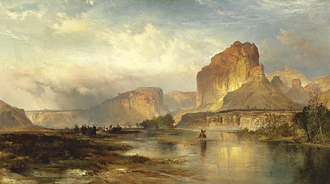 664x371 Thomas Moran Cliffs Of Green River Painting Framed Paintings - Cliff Painting