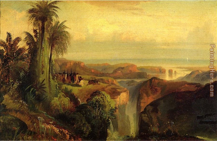 900x588 Thomas Moran Indians On A Cliff Painting Anysize 50% Off - Cliff Painting