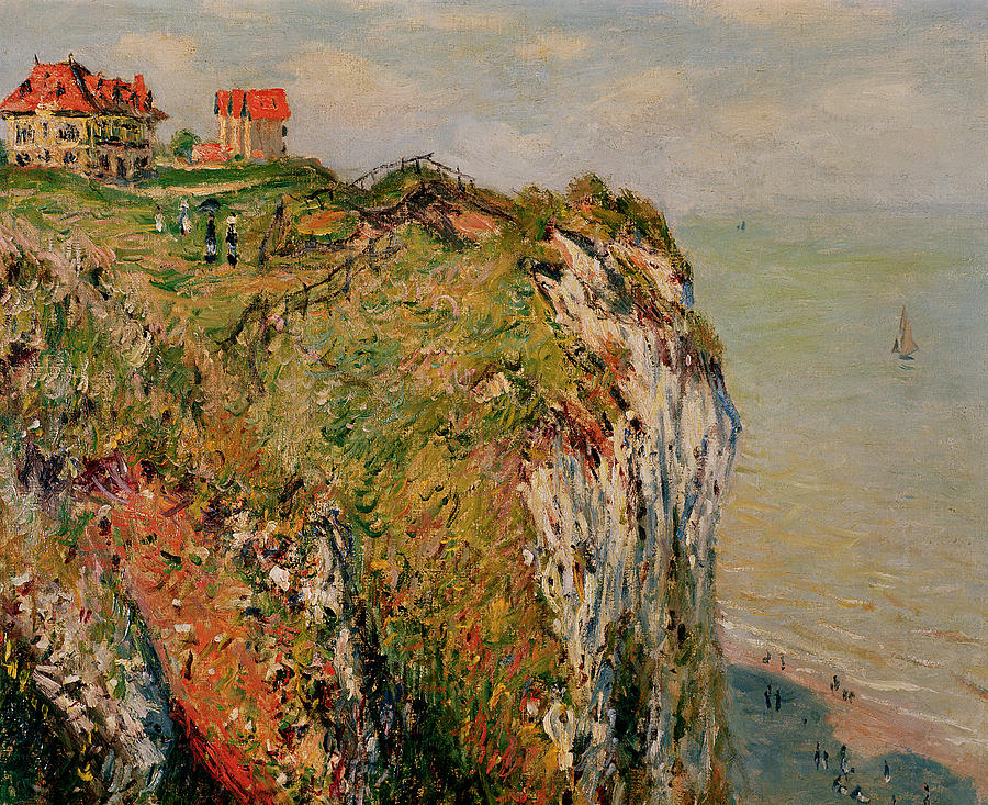 900x733 Cliff At Dieppe Painting By Claude Monet - Cliff Painting
