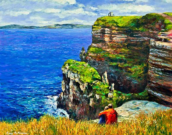 580x458 Painting Print Of The Cliffs Of Moher View, Co Clare - Cliffs Of Moher Painting