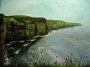 300x224 The Cliffs Of Moher Painting By Barbara C Thompson - Cliffs Of Moher Painting