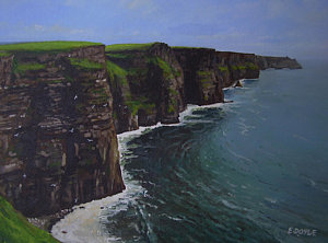 300x222 The Wonderful Cliffs Of Moher Painting By Eamon Doyle - Cliffs Of Moher Painting