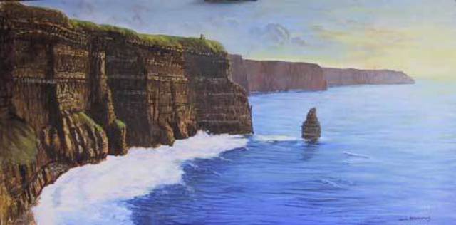 640x316 Tomas Omaoldomhnaigh Artwork Cliffs Of Moher Ireland Original - Cliffs Of Moher Painting