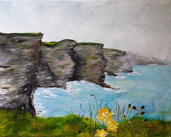 570x458 Cliffs Moher Ireland Original Oil Painting On Canvas Cliffs - Cliffs Of Moher Painting