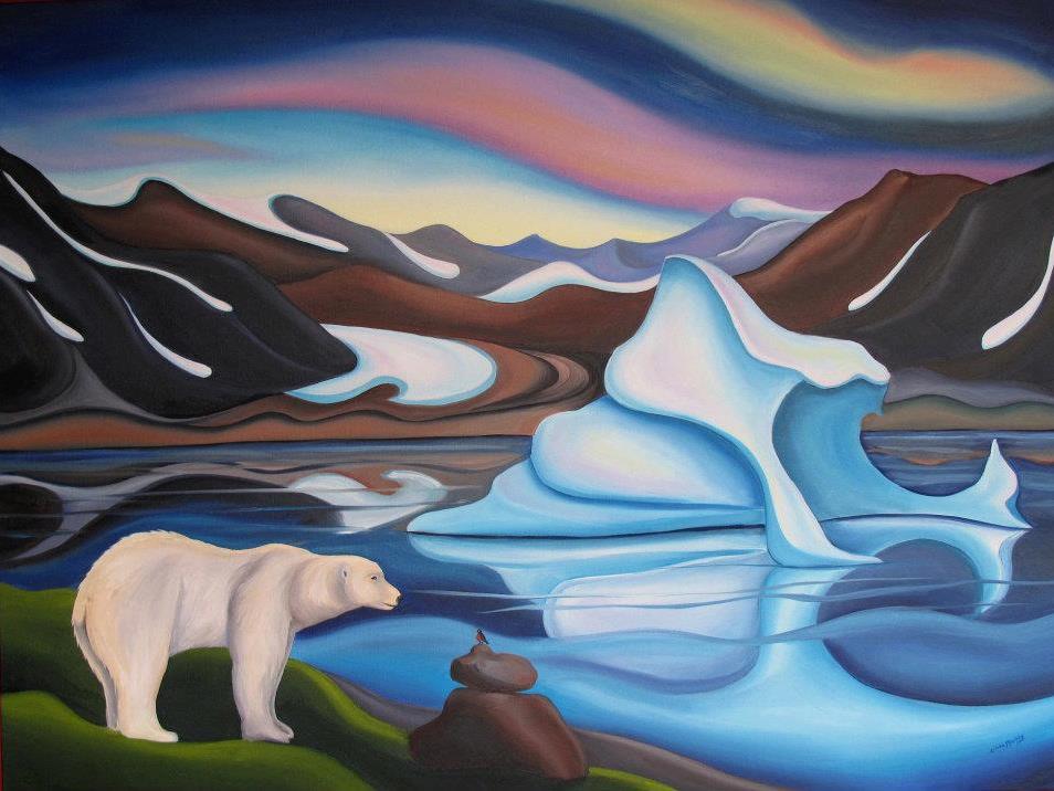954x716 Polar Artist Paints Climate Change Message Polar Field - Climate Change Painting