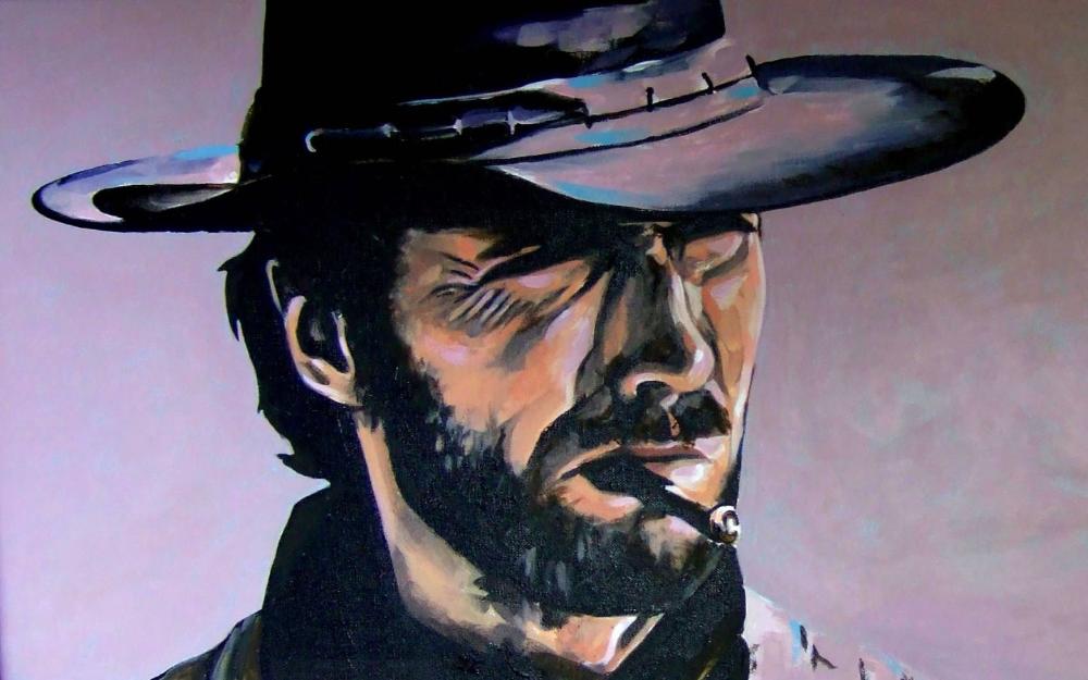 1000x625 Clint Eastwood Western Cowboy Style Living Room Home Wall Art - Clint Eastwood Painting