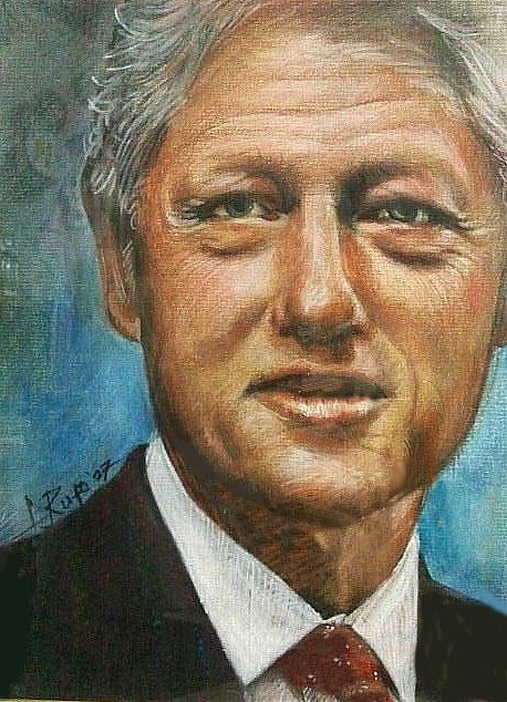 458x634 Art Now And Then William Jefferson Clinton Portraits - Clinton Painting