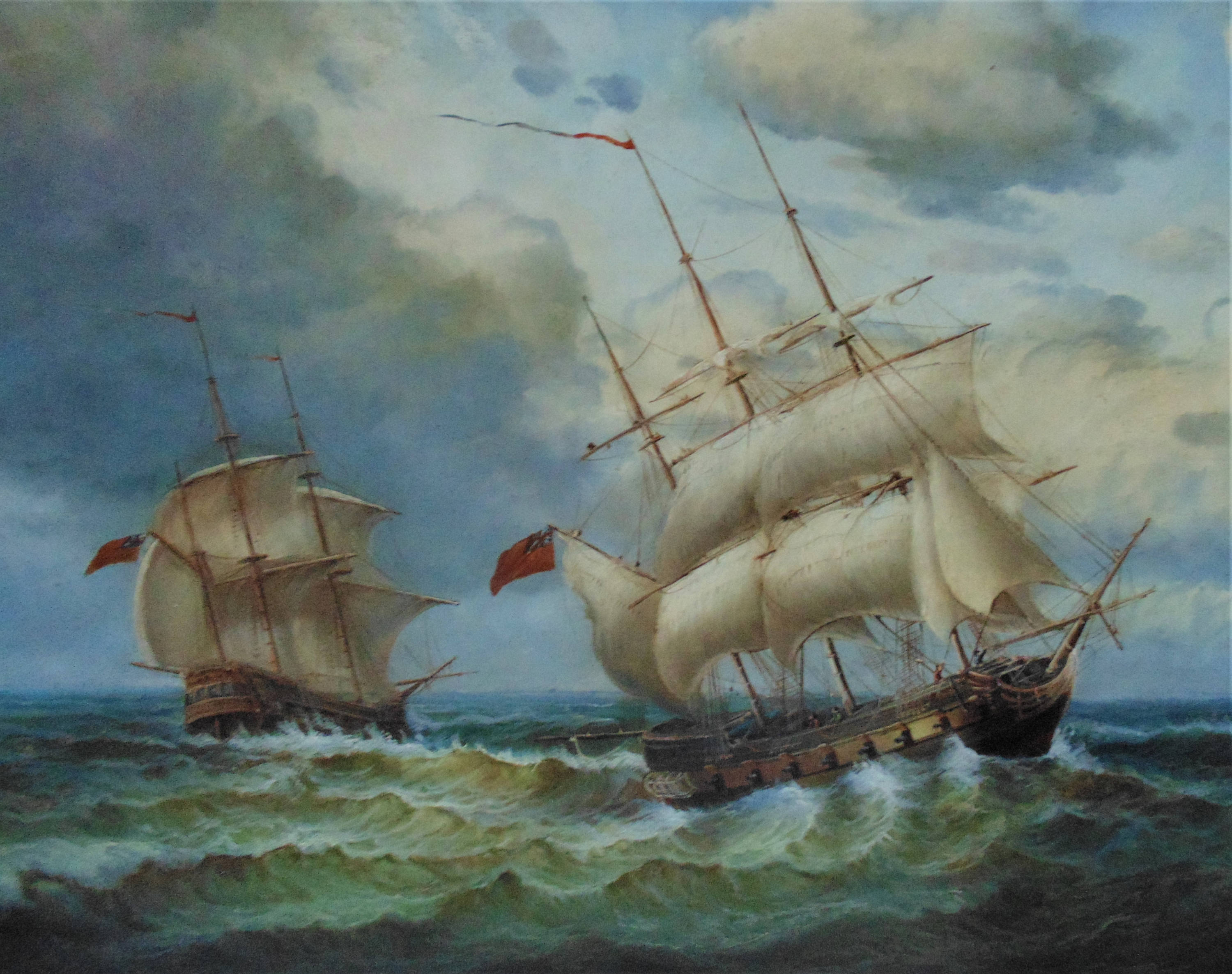 3000x2371 Large Clipper Ship Painting Oil On Canvas Signed Robinson Jones - Clipper Ship Painting