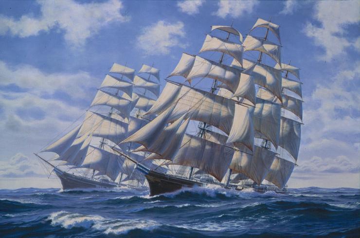 740x490 Oil Painting Of The Clipper Ship Flying Cloud By Richard Moore - Clipper Ship Painting