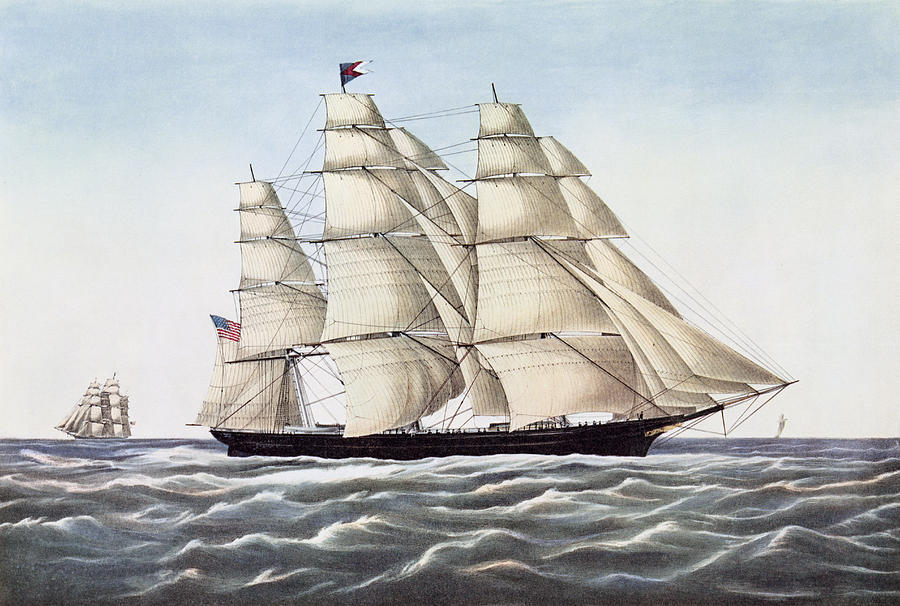 900x606 The Clipper Ship Flying Cloud Painting By Anonymous - Clipper Ship Painting