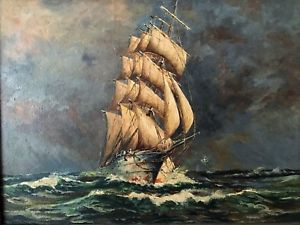 300x225 Claus Wenskus 1891 1966 Listed German Marine Artist - Clipper Ship Painting